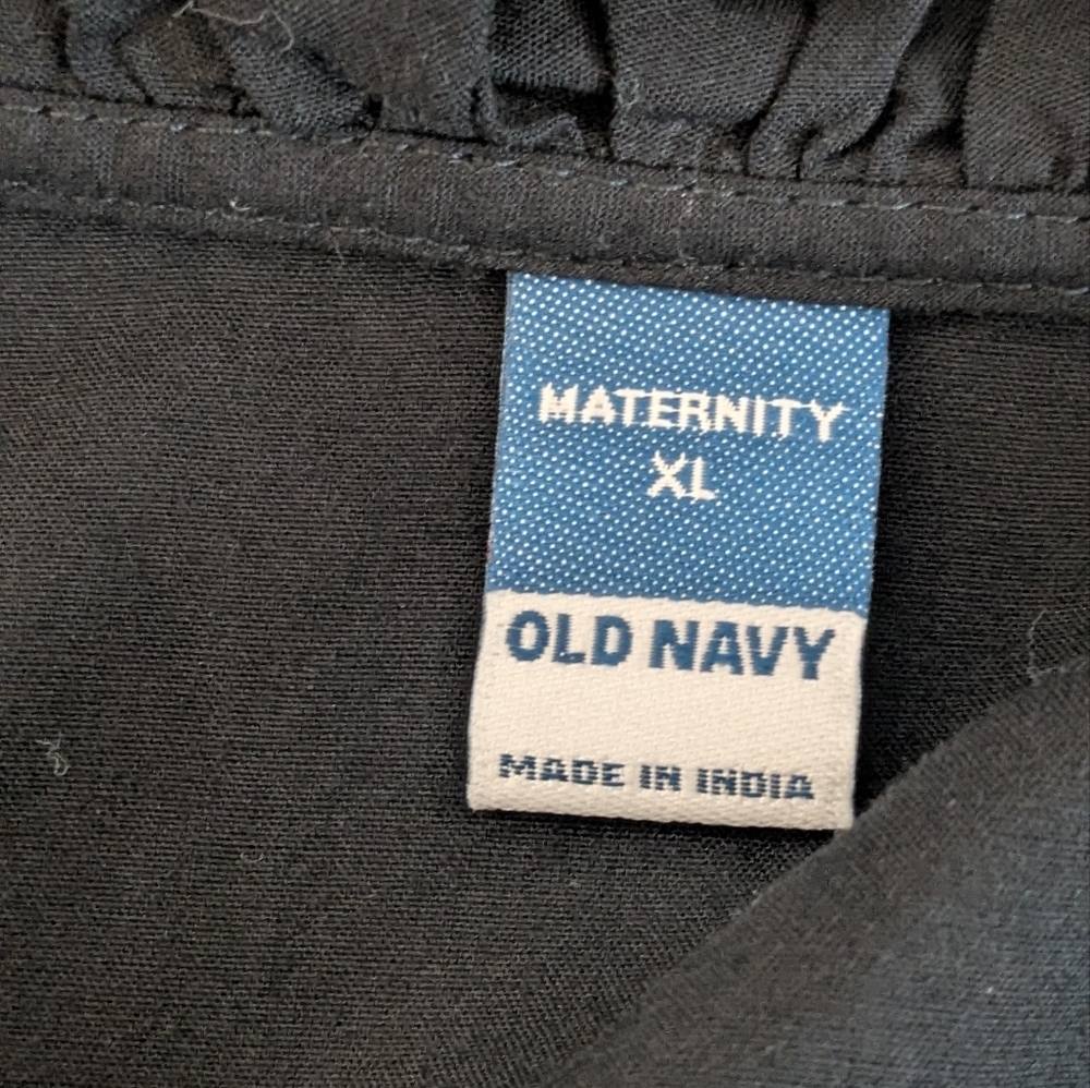 Old Navy Black Maternity Waist-Defined Ruffle-Trim Mini Dress Bohemia Sz XL NEW - Picture 15 of 15